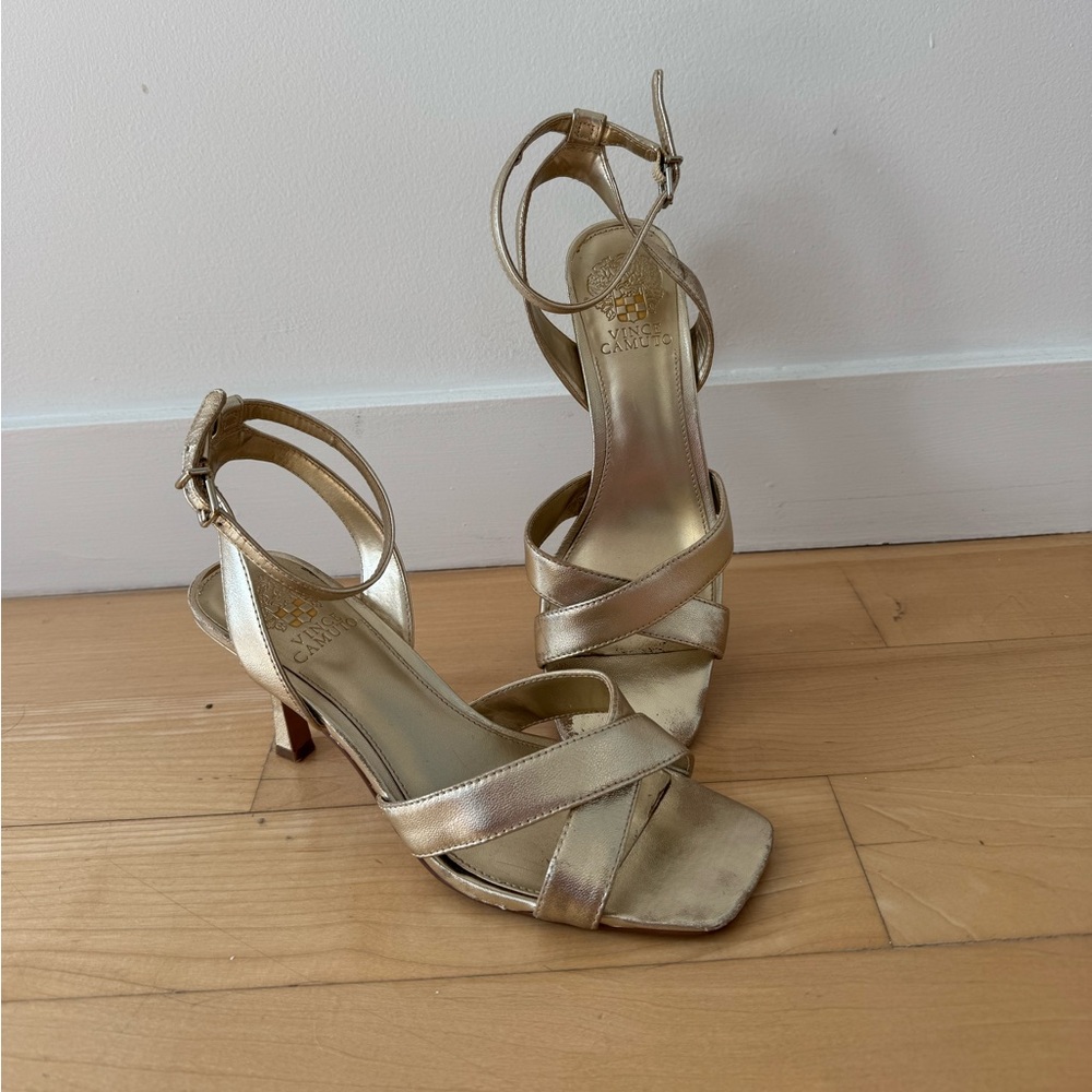Elegant Gold Strappy Heels